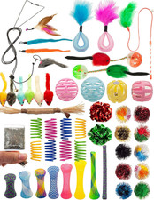Cat Toys 50 Pcs for Indoor Cats,Interactive Door Hanging Mice Feather Toy Cat...