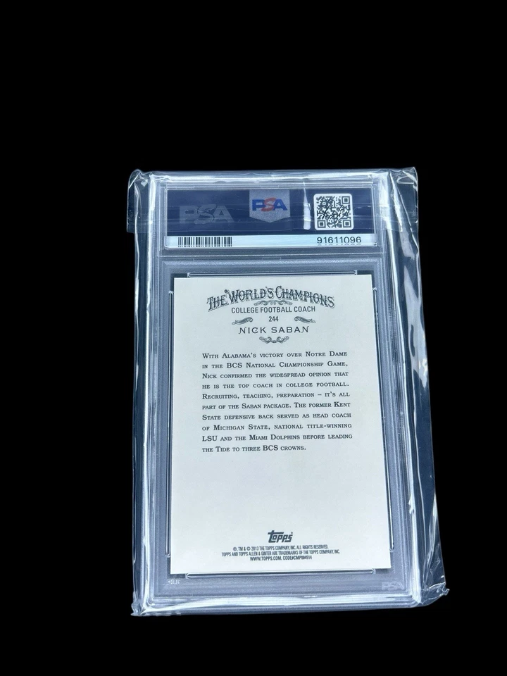 2013 Topps Allen & Ginter #130 NICK SABAN PSA 9 MINT Alabama Crimson Tide GOAT - Image 4 of 4