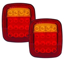 LED Rear Tail Light Replacement, Universal 16 LEDs Brake Lights Trailer Red