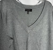 Lane Bryant Womens Gray V-Neck Long Sleeve Sweater Plus Size 26/28