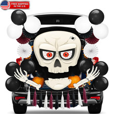 Halloween Trunk or Treat Car Decorations Kit with Skeleton Design, Large Hallowe