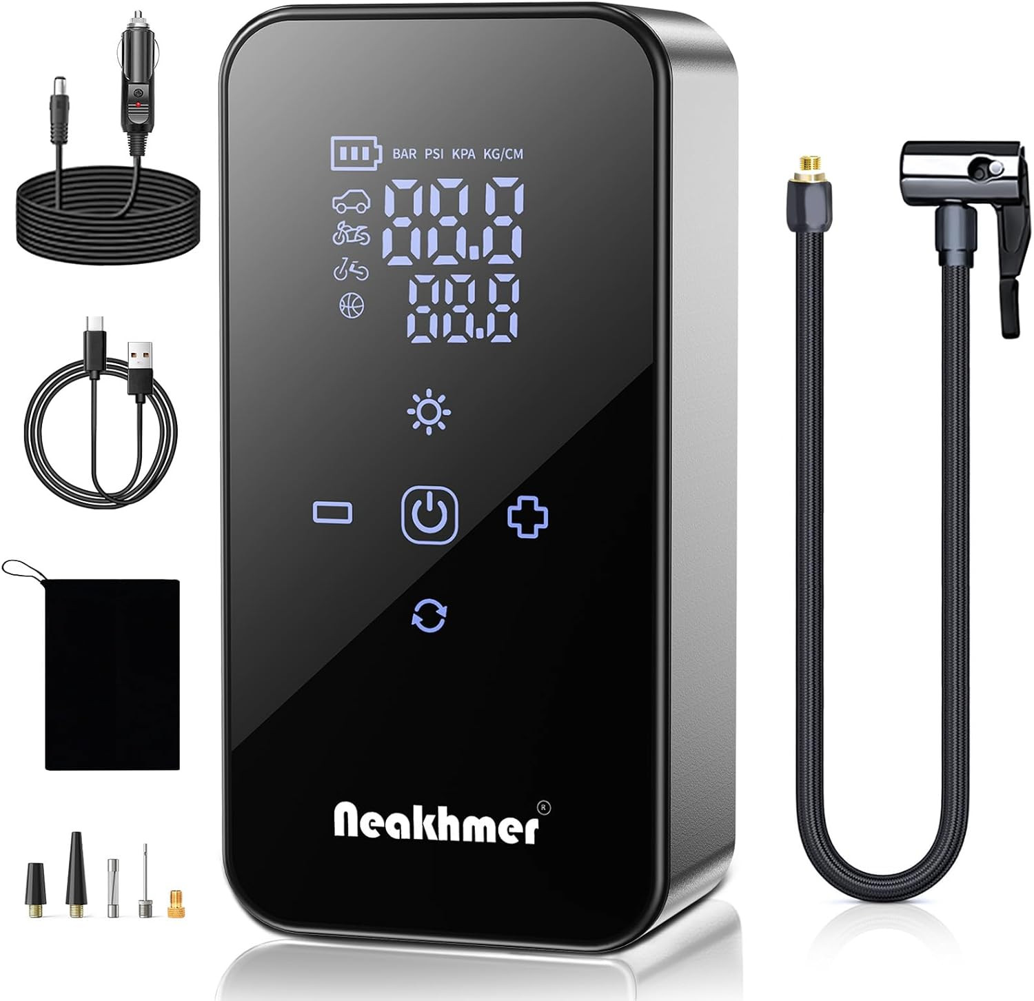 Inflador Ruedas Coche Hinchador Electrico: Mini Compresor Aire Portatil 150 PSI,