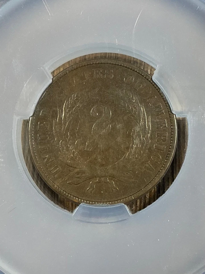 CACG 1867 F12 TWO CENT PIECE VERY TOUGH DOUBLE DIE VARIETY - Image 2 of 3