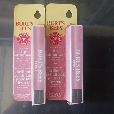 Lot Of 2 Burt s Bees Lip Shimmer Peony  0.09oz 