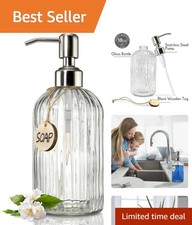 Elegant 18 oz Clear Glass Soap Dispenser with Stainless Steel Pump for Luxe Bath