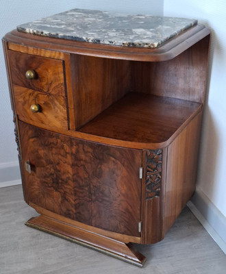 Beistelltisch Art Deco Stil Nachttisch Nachtschrank Konsole Marmor Intarsien