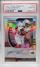 2020 Prizm SILVER REFRACTOR AUTO ~ jAMES ROBINSON Rookie RC Card PSA 10 GEM MINT. rookie card picture