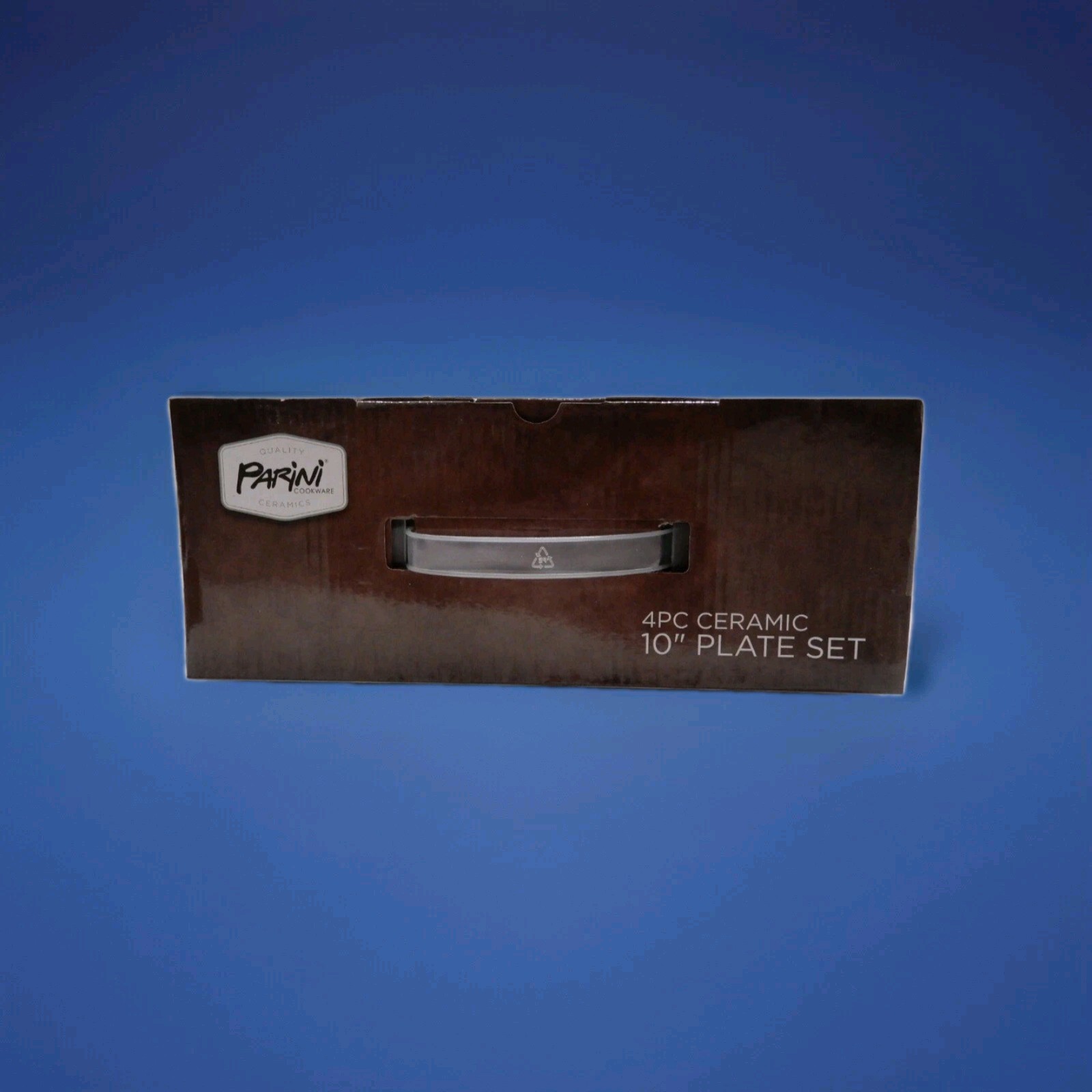 NEW in BOX- Parini 4 Pc. Ceramic 10" Plate Set TASTY YUMMM GOOD EAT  