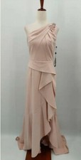 NWT. ADRIANNA PAPELL EMBELLISHED ONE SHOULDER RUFFLE Dress