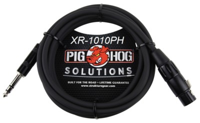 10ft 1/4'' TRS Male to XLR 3-Pin Female Shielded Balanced PigHog Audio Cable