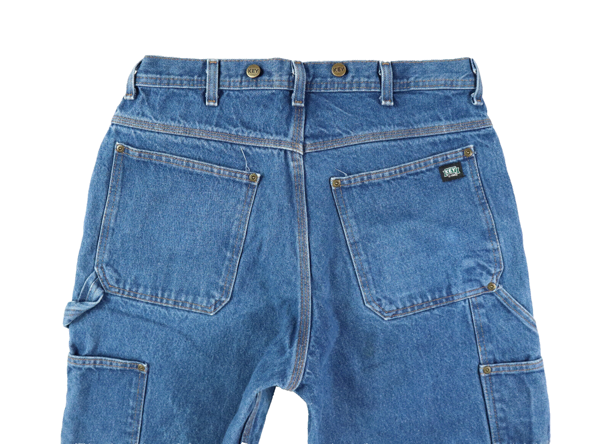 KEY US Men's 33 x 32 100% Cotton Denim Blue Double Knee