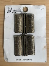 Vintage Mamselle Shoe Clips Brushed Gold Tone Square Shoe Accents Accessory