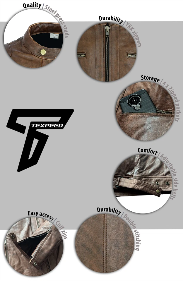 Leather Motorbike Motorcycle Jacket With Genuine CE Protective Biker Armour - Image 4 of 4