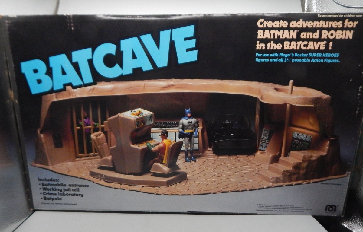 RARE 1970s original vintage MEGO Pocket Heroes BATCAVE playset w/ box DC  Batman