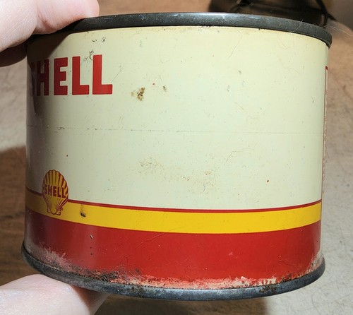 1950s ERA NEW OLD STOCK SHELL OIL BRAND FULL 1 LB GREASE LITHOGRAPHED STEEL CAN - Picture 13 of 14