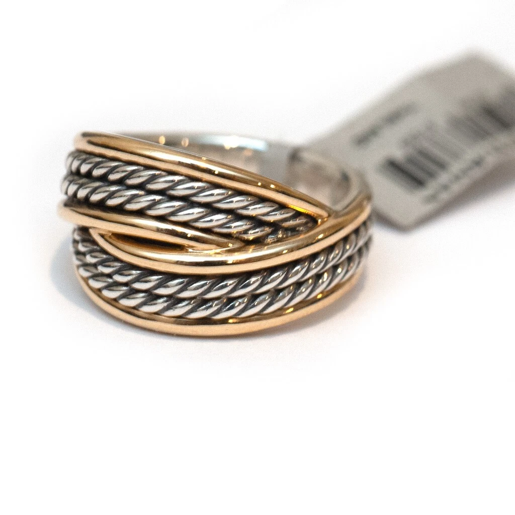 New DAVID YURMAN 13mm Origami Ring in Silver and 18K Yellow Gold