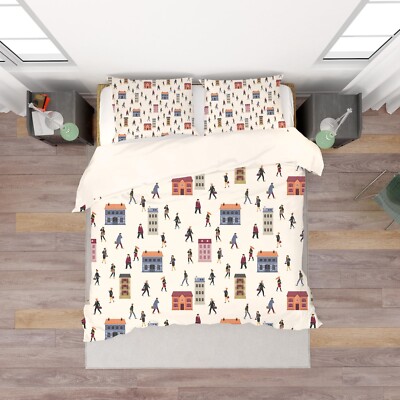 3D People House Pattern Quilt Cover Set Bedding Sets Pillowcases Queen