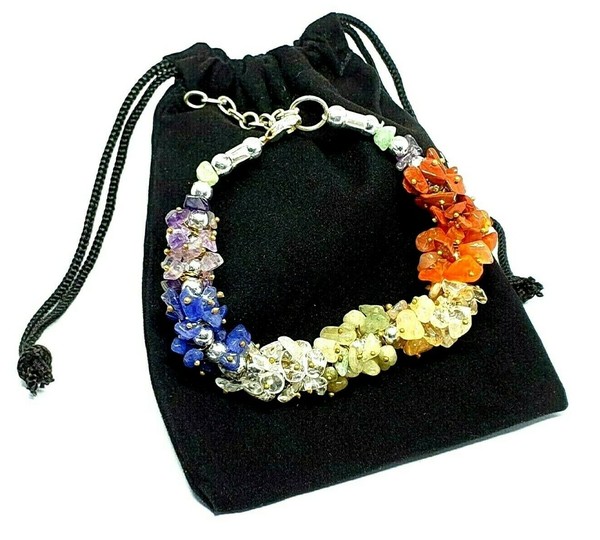 7 Chakra Armband Kristall Edelstein Edelstein Chip Verschluss Edelstein Heilu...-image