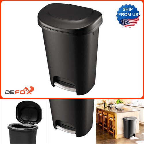 Rubbermaid 13 Gal Trash Can StepOn Indoor Kitchen Tall Wastebaskets