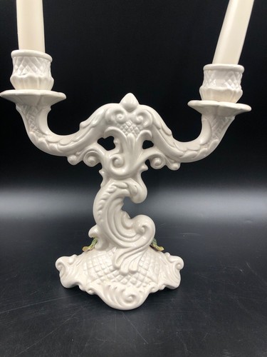 Candelabro portacandele due fiamme in porcellana di Capodimonte vintage - Foto 6 di 7