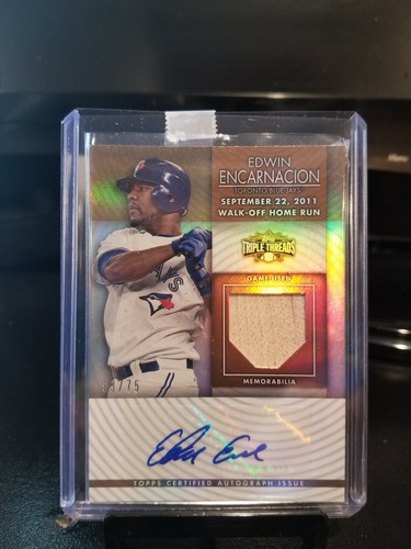 2012 EDWIN ENCARNACION TRIPLE THREADS AUTO BAT RELIC. #TTUAR-85 #53/75 MINT - Picture 2 of 6