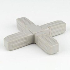 Square Tube Joint Connectors Grey 4 Way Connecting Flat Tubing Frame Push Fit