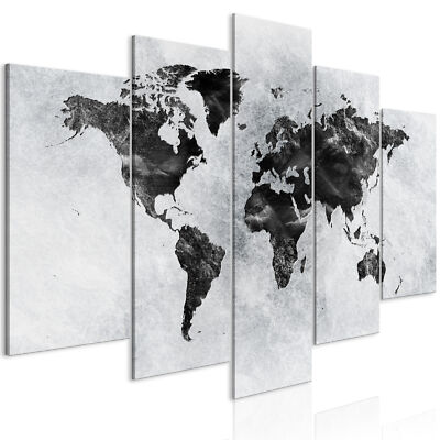 WORLD MAP Canvas Wall Art Framed Print Picture k-A-0431-b-m