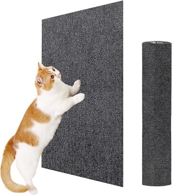 Katzenkratzmatte selbstklebend Katzenteppich Möbelschutz (60*100cm grau) 