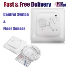Manual Electric UnderFloor Heating Thermostat Control with Floor Sensor Kit 16A