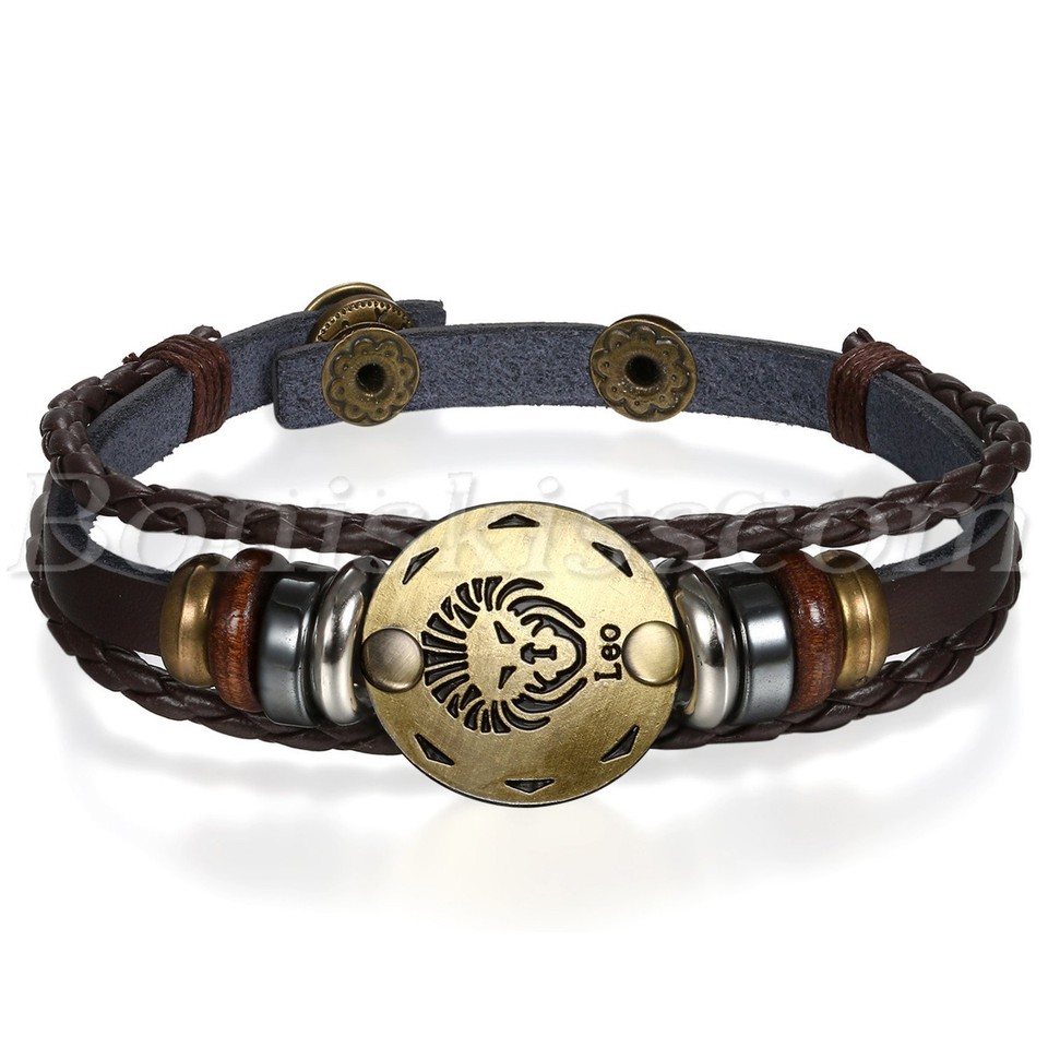 Bracelet Couple Constellation En Cuir PU - 12 Signes, Style Rétro, Pour Femme Et Homme, Cadeau Romantique - 10