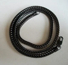 Men's Fashion Silver & Hematite Black Finish Franco Chain Necklace 4mm, 3 mm