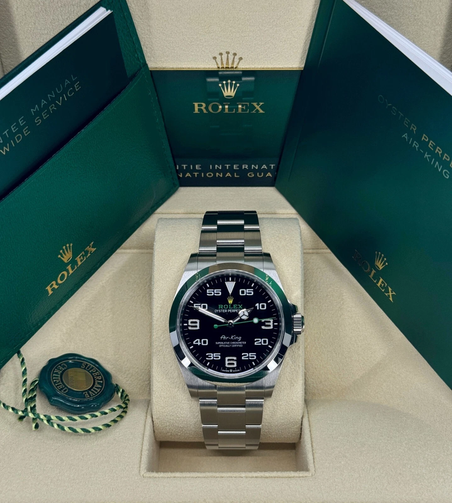 Unworn Rolex Air-King, 40mm, Stainless Steel, Black, 126900, dated 2025
