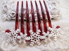 French Twist Hair Comb Snowflake Winter Wedding THICK HAIR Comb with Crystals
