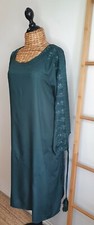 Adrft Bottle Green Embroidered Tassels Dress Size M Boho Gypsy 