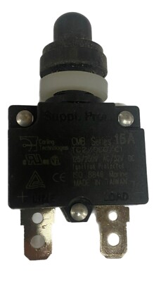 Carling Technologies 15A  125/250V  CMB Series Push to Reset Circuit Breaker