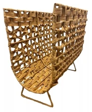 Wicker Rattan Magazine Rack Vinyl Record Holder Storage Basket