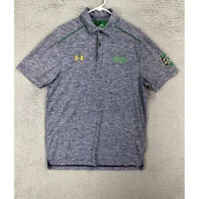 Under Armour Heat Gear Polo Shirt Mens Medium Blue Irish Shamrock Series Golf