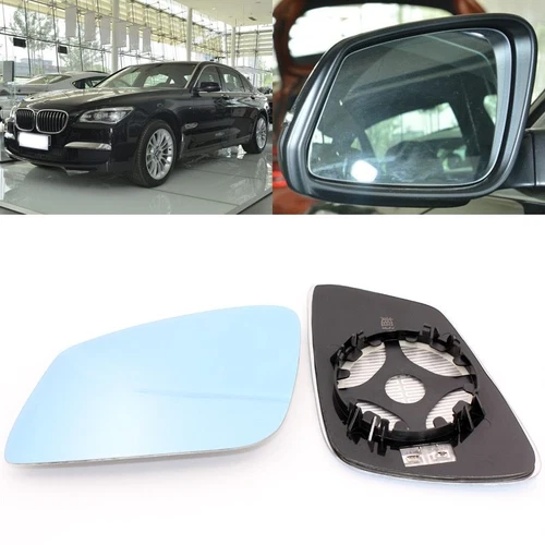 For BMW 7 Series 04-17 Side View Door Mirror Blue Glass With Base Heated 1 Pair