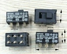 2pcs DEFOND DSE-2216 DSE-2210 Power Slide Switch 2 Position 10A 250VA