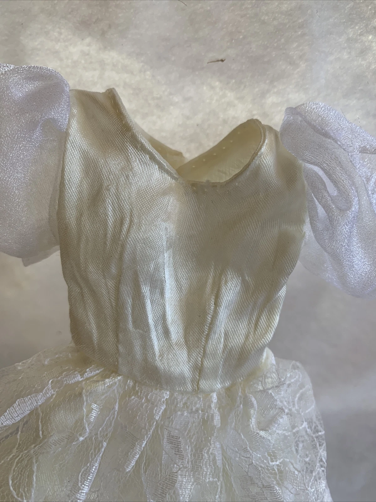 OFF WHITE Abito da sposa vintage Barbie bambola da sposa in pizzo bianco raso abito da sposa