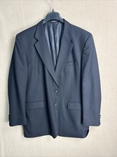 Oleg Cassini Black 44L 2 Bronze Button Blazer 100 Wool Travel Ease Collection
