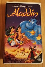 Vintage 1993 WALT DISNEYS ALADDIN OPEN BOX BLACK DIAMOND VHS VCR TAPE ANIMATED