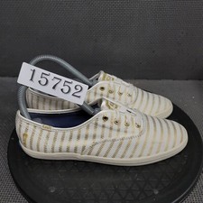 Keds Champion Shoes Womens Sz 6 White Gold Stitching Sneakers