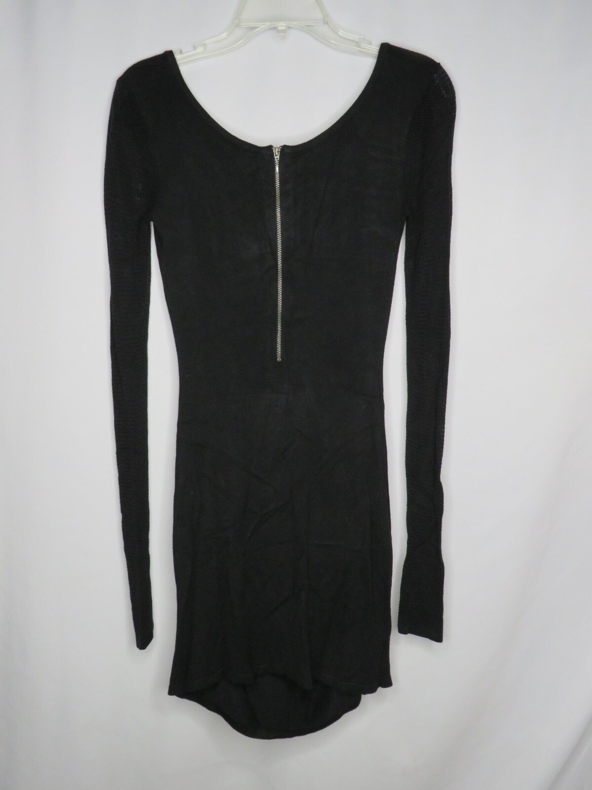 EXPRESS SOLID BLACK MESH LONG SLEEVE BACK ZIP BOD… - image 2