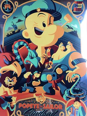 Popeye the Sailor Meets Sindbad the Sailor - 2014 Tom Whalen Poster Foil Green V