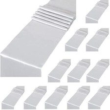 12 PCS Silver Satin Table Runners 12"x108" Smooth for Weddings Events