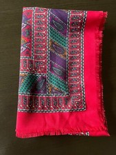 Vintage Oversize Scarf Made In Italy Red Paisley Design 54X54"
