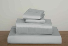 Soft 800/1000/1200 TC Egyptian Cotton Sheet/Duvet Set/Flat All Sizes SilverSolid