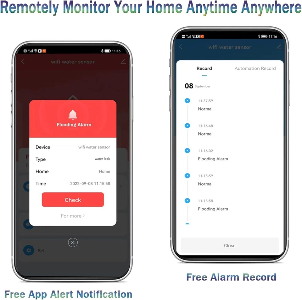 WiFi Bluetooth Water Leak Detector Smart Water Sensor Alarm&App Alerts For Home - Image 4 of 4