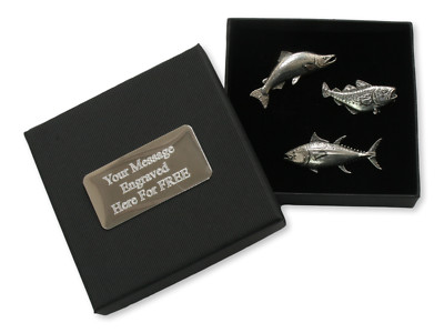 Gemeinsame Fische Trio von benutzerdefinierten Anstecknadeln in Geschenkbox
